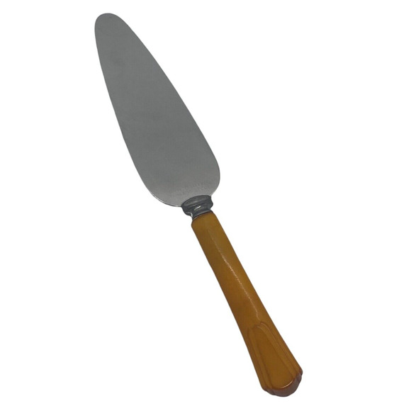 Mid 20th Century Pie Tarte 9 1/4" Server Stainless Steel Blade Celluloid Handle - Picture 1 of 12